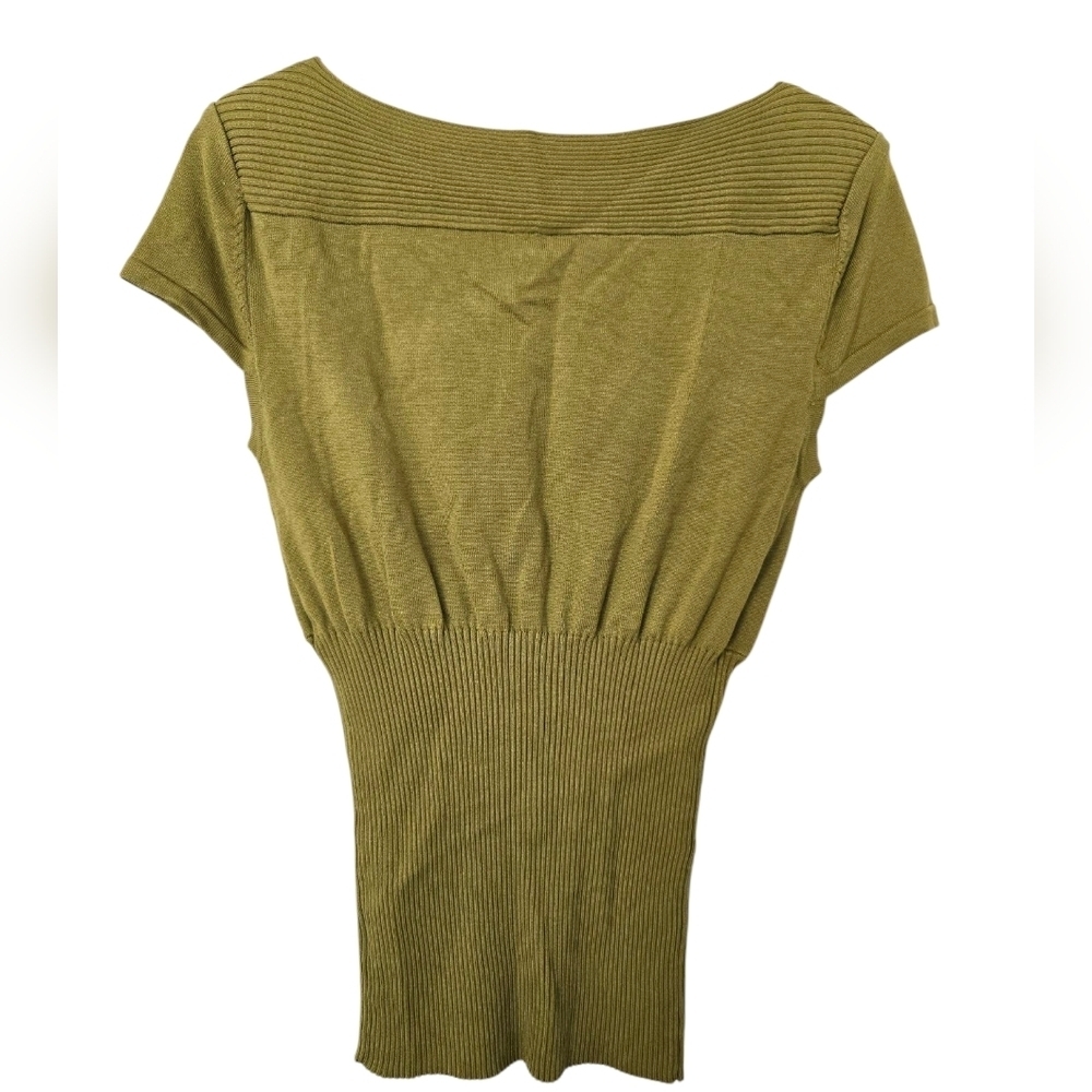 Worthington Women's Olive Green Ribbed Top Size Lg - Picture 3 of 5